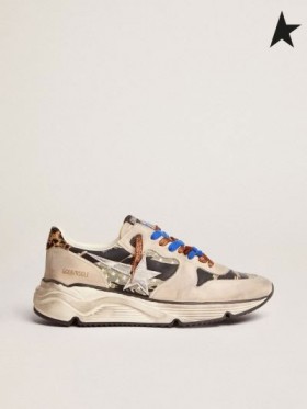 Golden Goose Chaussures Semelle des chaussures de sport noir et vert gabardine avec le camouflage tigre d'impression et de lait, blanc nubuck inserts noir camouflage vert blanc