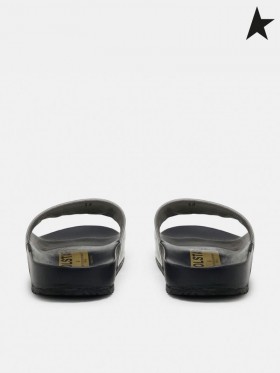 Golden Goose noir Poolstars sneakers avec de l'argent, bracelet argent noir