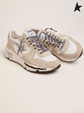 Golden Goose Chaussures de Course Unique en nylon et daim avec des paillettes d'Or d'étoile blanc gris