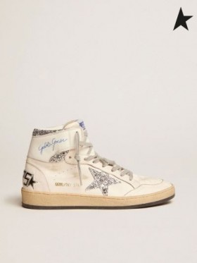 Golden Goose Ciel-Star espadrilles avec la signature sur la cheville et les paillettes d'argent inserts blanc