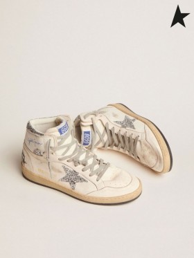 Golden Goose Ciel-Star espadrilles avec la signature sur la cheville et les paillettes d'argent inserts blanc
