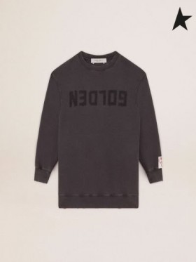 Golden Goose Or de la collection de robe sweat-shirt avec le logo en gris anthracite avec une détresse traitement gris foncé