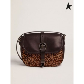 Golden Goose Moyen Rodeo Sac en cuir noir et leopard-print pony peau noire