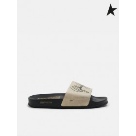 Golden Goose crème Poolstars baskets avec écrit à la main et logo blanc crème noir