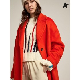 Golden Goose Single-breasted Voyage collection Bertina manteau en orange decatized tissu de laine orange