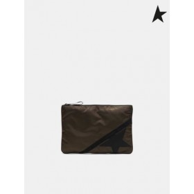 Golden Goose Grand vert militaire nylon pochette de Voyage Rayures