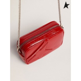Golden Goose Mini Star Sac en cuir verni rouge avec ton-sur-ton rouge stars