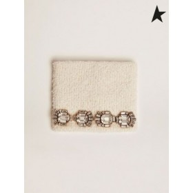 Golden Goose Blanche Déco Jewelmates collection bracelet manchette avec baguette en forme de cristaux blancs, de couleur or