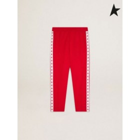 Golden Goose rouge pantalon en molleton avec des étoiles sur le côté| Golden Goose rouge