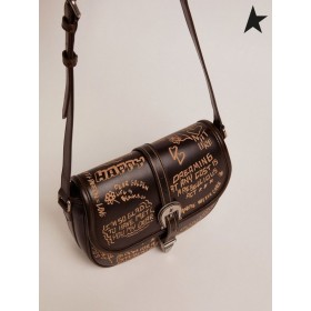 Golden Goose Moyen Rodeo Sac en cuir noir avec contraste noir lettrage