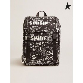 Golden Goose Voyage sac à dos en nylon noir avec du blanc décorations