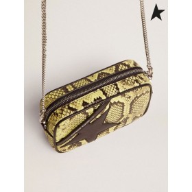 Golden Goose Mini Star Sac de chaux de couleur de serpent cuir imprimé cuir noir star noir vert clair