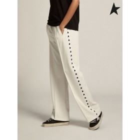 Golden Goose Papyrus blanc Dorotea Star de la collection de pantalon de jogging noir avec des étoiles sur les côtés blancs