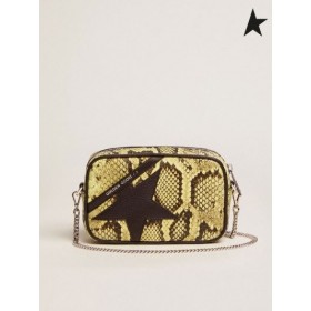 Golden Goose Mini Star Sac de chaux de couleur de serpent cuir imprimé cuir noir star noir vert clair