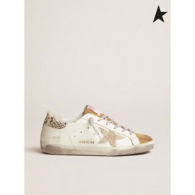 Golden Goose Super-Star baskets fabriqués à partir de peau retournée avec un serpent-impression onglet talon blanche en peau de serpent