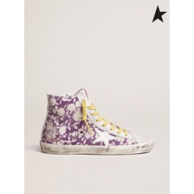 Golden Goose Francy LTD sneakers in canvas with floral pattern white yellow