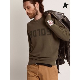 Golden Goose Or de la collection de sweat-shirt avec le logo en vert olive avec une détresse traitement vert Olive