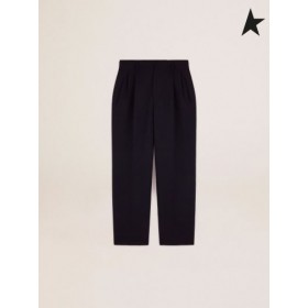 Golden Goose Golden collection jambe large pantalon en bleu foncé en laine bleu foncé
