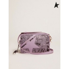 Golden Goose Lilas martelé cuir Star Sac ton sur ton en cuir star et noir all-over graffiti imprimer Lilas