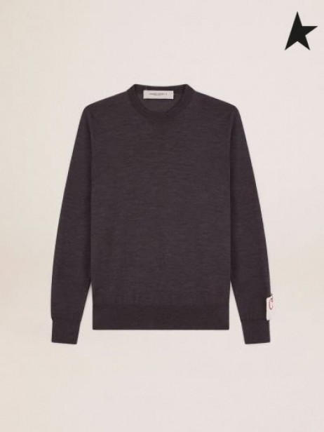 Golden Goose Golden collection Rundhals-Pullover in dunkelgrau-melange-Wolle-dunkelgrau