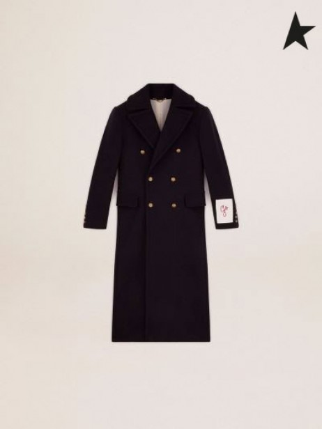 Golden Goose Golden collection double-breasted coat in dunkelblau Wolle mit gold-farbigen Wappen-Knöpfe dunkelblau