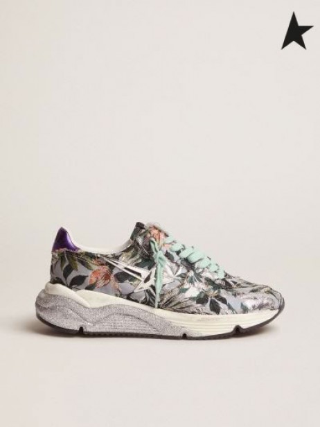 Golden Goose Running Schuhe Sohle Sneaker mit floralem jacquard-Obermaterial Silber, lila, grün