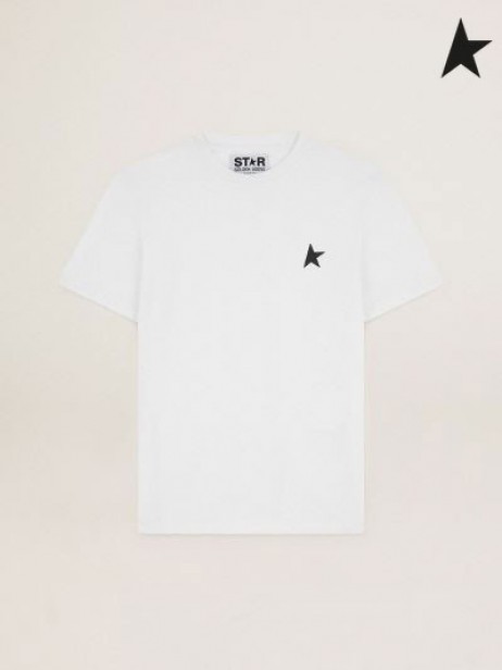 Golden Goose White Star collection T-shirt mit schwarzen Stern auf der Vorderseite weiß