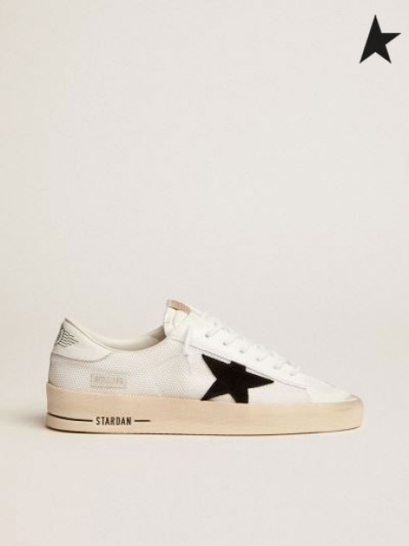 Golden Goose Stardan sneakers in white mesh with black suede star und weißem Leder Ferse tab weiß schwarz weiß
