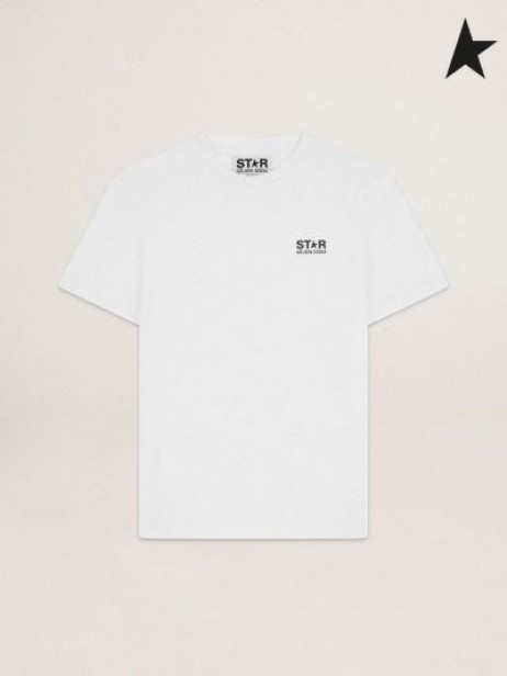 Golden Goose White Star collection T-shirt mit kontrastierenden schwarz-logo und Sterne weiß