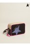 Golden Goose Star-Tasche in canvas mit Einsätzen in weiß Milch gehämmert Leder und lila glitter Stern-weiß, rot, lila