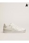 Golden Goose sneakers Purestar in weißem Leder mit Silber laminiert Ferse Registerkarte und Stockflecken weiß Silber