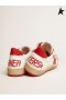 Golden Goose White Ball Star sneakers in leather with red star and heel tab weiß