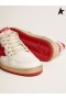 Golden Goose White Ball Star sneakers in leather with red star and heel tab weiß