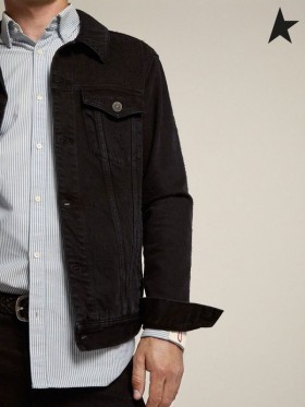 Golden Goose Reise collection Agenore Jacke in schwarz Nadelvlies-Effekt-Baumwolle schwarz