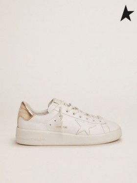 Golden Goose sneakers Purestar mit gold-farbiger Ferse Registerkarte, weiß, rot, gold Farbe