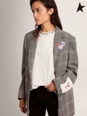 Golden Goose Golden collection single-breasted Tom Boy blazer in Grau und weiß Prince of Wales check Grau weiß