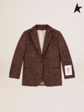 Golden Goose Golden collection single-breasted Tom Boy blazer aus Wolle mit jacquard-Tier-Muster-Tier-Töne