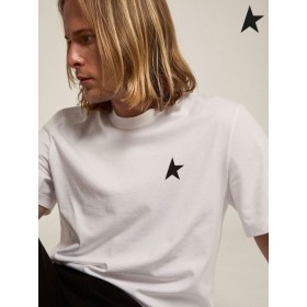Golden Goose White Star collection T-shirt mit schwarzen Stern auf der Vorderseite weiß