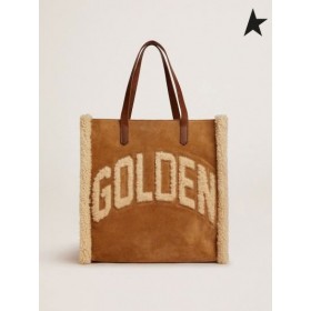 Golden Goose Nord-Süd-Kalifornien, Tasche in Wildleder mit fliegerhaube aus Kaffee