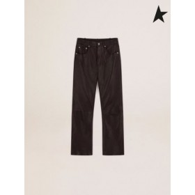 Golden Goose Golden collection ausgestellte cropped-Hose aus weichem schwarzem nappa Leder schwarz