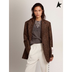 Golden Goose Golden collection single-breasted Tom Boy blazer aus Wolle mit jacquard-Tier-Muster-Tier-Töne