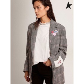Golden Goose Golden collection single-breasted Tom Boy blazer in Grau und weiß Prince of Wales check Grau weiß