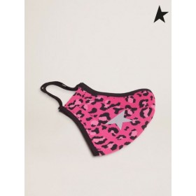 Golden Goose Fuchsia leopard-print-Golden Gesicht Maske mit Silber Sterne fuchsia rosa schwarz