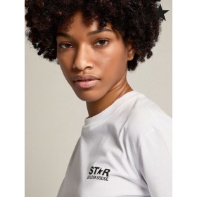 Golden Goose White Star collection T-shirt mit kontrastierenden schwarz-logo und Sterne weiß