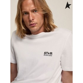 Golden Goose White Star collection T-shirt mit kontrastierenden schwarz-logo und Sterne weiß