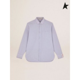 Golden Goose Golden collection Oxford Hemd mit Licht blau Süßigkeiten Streifen weiß hellblau