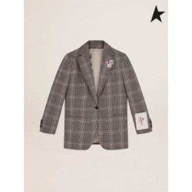 Golden Goose Golden collection single-breasted Tom Boy blazer in Grau und weiß Prince of Wales check Grau weiß