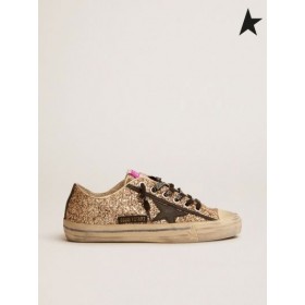 Golden Goose V-star LTD Turnschuhe in gold glitter mit schwarzen details gold Farbe schwarz schwarz