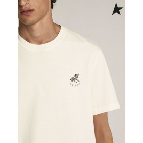 Golden Goose Vintage white Golden Resort Capsule collection T-shirt mit kontrastierenden schwarzen logo auf der Vorderseite weiß