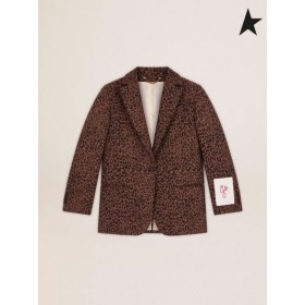 Golden Goose Golden collection single-breasted Tom Boy blazer aus Wolle mit jacquard-Tier-Muster-Tier-Töne